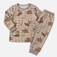 Khaki Palaka Hawaii Cowboy Christmas Pajama Set Puakenikeni Lei Paniolo Papale Seamless Vibes LT14 Men Khaki - Polynesian Pride