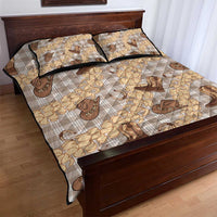 Khaki Palaka Hawaii Cowboy Quilt Bed Set Puakenikeni Lei Paniolo Papale Seamless Vibes LT14 - Polynesian Pride