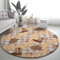 Khaki Palaka Hawaii Cowboy Round Carpet Puakenikeni Lei Paniolo Papale Seamless Vibes LT14 - Polynesian Pride