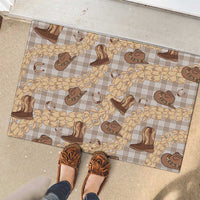 Khaki Palaka Hawaii Cowboy Rubber Doormat Puakenikeni Lei Paniolo Papale Seamless Vibes LT14 - Polynesian Pride