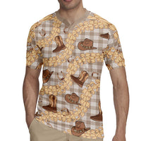 Khaki Palaka Hawaii Cowboy Rugby Jersey Puakenikeni Lei Paniolo Papale Seamless Vibes LT14 - Polynesian Pride