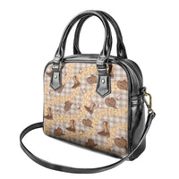 Khaki Palaka Hawaii Cowboy Shoulder Handbag Puakenikeni Lei Paniolo Papale Seamless Vibes LT14 - Polynesian Pride