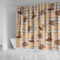 Khaki Palaka Hawaii Cowboy Shower Curtain Puakenikeni Lei Paniolo Papale Seamless Vibes LT14 - Polynesian Pride