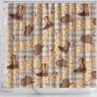 Khaki Palaka Hawaii Cowboy Shower Curtain Puakenikeni Lei Paniolo Papale Seamless Vibes LT14 - Polynesian Pride