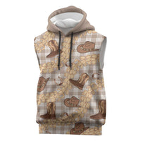 Khaki Palaka Hawaii Cowboy Sleeveless Hoodie Puakenikeni Lei Paniolo Papale Seamless Vibes LT14 Khaki - Polynesian Pride