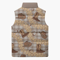 Khaki Palaka Hawaii Cowboy Sleeveless Puffer Jacket Puakenikeni Lei Paniolo Papale Seamless Vibes LT14 - Polynesian Pride