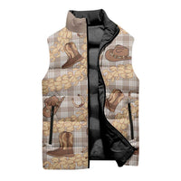 Khaki Palaka Hawaii Cowboy Sleeveless Puffer Jacket Puakenikeni Lei Paniolo Papale Seamless Vibes LT14 - Polynesian Pride