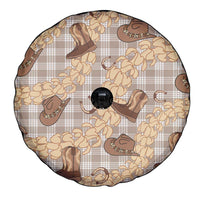 Khaki Palaka Hawaii Cowboy Spare Tire Cover Puakenikeni Lei Paniolo Papale Seamless Vibes LT14 - Polynesian Pride