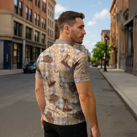 Khaki Palaka Hawaii Cowboy Zipper Polo Shirt Puakenikeni Lei Paniolo Papale Seamless Vibes LT14 - Polynesian Pride