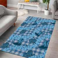 Cyan Palaka Hawaii Cowboy Area Rug Puakenikeni Lei Paniolo Papale Seamless Vibes LT14 - Polynesian Pride