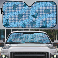 Cyan Palaka Hawaii Cowboy Auto Sun Shade Puakenikeni Lei Paniolo Papale Seamless Vibes LT14 Cyan - Polynesian Pride