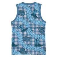 Cyan Palaka Hawaii Cowboy Basketball Jersey Puakenikeni Lei Paniolo Papale Seamless Vibes LT14 - Polynesian Pride