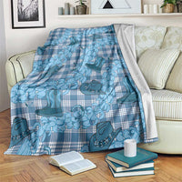 Cyan Palaka Hawaii Cowboy Blanket Puakenikeni Lei Paniolo Papale Seamless Vibes LT14 Cyan - Polynesian Pride