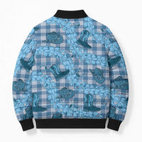 Cyan Palaka Hawaii Cowboy Bomber Puffer Jacket Puakenikeni Lei Paniolo Papale Seamless Vibes LT14 - Polynesian Pride