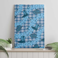 Cyan Palaka Hawaii Cowboy Canvas Wall Art Puakenikeni Lei Paniolo Papale Seamless Vibes LT14 - Polynesian Pride