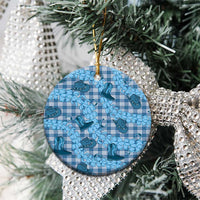 Cyan Palaka Hawaii Cowboy Ceramic Ornament Puakenikeni Lei Paniolo Papale Seamless Vibes LT14 - Polynesian Pride