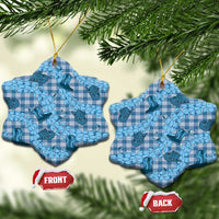 Cyan Palaka Hawaii Cowboy Ceramic Ornament Puakenikeni Lei Paniolo Papale Seamless Vibes LT14 Snow Flake Cyan - Polynesian Pride