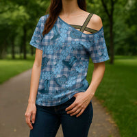 Cyan Palaka Hawaii Cowboy Cross Shoulder Shirt Puakenikeni Lei Paniolo Papale Seamless Vibes LT14 - Polynesian Pride