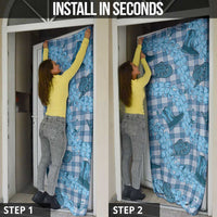 Cyan Palaka Hawaii Cowboy Door Cover Puakenikeni Lei Paniolo Papale Seamless Vibes LT14 - Polynesian Pride