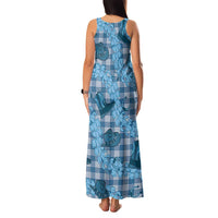 Cyan Palaka Hawaii Cowboy Family Matching Tank Maxi Dress and Hawaiian Shirt Puakenikeni Lei Paniolo Papale Seamless Vibes LT14 - Polynesian Pride