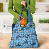 Cyan Palaka Hawaii Cowboy Grocery Bag Puakenikeni Lei Paniolo Papale Seamless Vibes LT14 - Polynesian Pride
