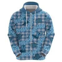 Cyan Palaka Hawaii Cowboy Hoodie Puakenikeni Lei Paniolo Papale Seamless Vibes LT14 - Polynesian Pride