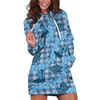 Cyan Palaka Hawaii Cowboy Hoodie Dress Puakenikeni Lei Paniolo Papale Seamless Vibes LT14 Cyan - Polynesian Pride