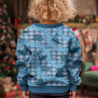 Cyan Palaka Hawaii Cowboy Kid Ugly Christmas Sweater Puakenikeni Lei Paniolo Papale Seamless Vibes LT14 - Polynesian Pride