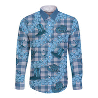 Cyan Palaka Hawaii Cowboy Long Sleeve Button Shirt Puakenikeni Lei Paniolo Papale Seamless Vibes LT14 Unisex Cyan - Polynesian Pride