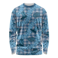 Cyan Palaka Hawaii Cowboy Long Sleeve Shirt Puakenikeni Lei Paniolo Papale Seamless Vibes LT14 Unisex Cyan - Polynesian Pride