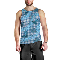 Cyan Palaka Hawaii Cowboy Men Tank Top Puakenikeni Lei Paniolo Papale Seamless Vibes LT14 - Polynesian Pride