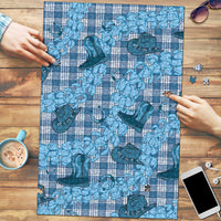Cyan Palaka Hawaii Cowboy Puzzle Puakenikeni Lei Paniolo Papale Seamless Vibes LT14 Cyan - Polynesian Pride
