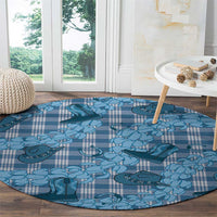 Cyan Palaka Hawaii Cowboy Round Carpet Puakenikeni Lei Paniolo Papale Seamless Vibes LT14 - Polynesian Pride