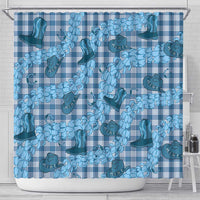 Cyan Palaka Hawaii Cowboy Shower Curtain Puakenikeni Lei Paniolo Papale Seamless Vibes LT14 - Polynesian Pride
