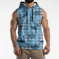 Cyan Palaka Hawaii Cowboy Sleeveless Hoodie Puakenikeni Lei Paniolo Papale Seamless Vibes LT14 - Polynesian Pride
