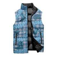 Cyan Palaka Hawaii Cowboy Sleeveless Puffer Jacket Puakenikeni Lei Paniolo Papale Seamless Vibes LT14 - Polynesian Pride