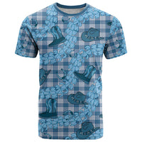 Cyan Palaka Hawaii Cowboy T Shirt Puakenikeni Lei Paniolo Papale Seamless Vibes LT14 Cyan - Polynesian Pride