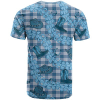 Cyan Palaka Hawaii Cowboy T Shirt Puakenikeni Lei Paniolo Papale Seamless Vibes LT14 - Polynesian Pride