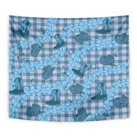 Cyan Palaka Hawaii Cowboy Tapestry Puakenikeni Lei Paniolo Papale Seamless Vibes LT14 - Polynesian Pride