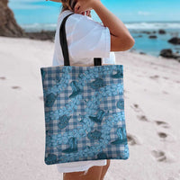 Cyan Palaka Hawaii Cowboy Tote Bag Puakenikeni Lei Paniolo Papale Seamless Vibes LT14 - Polynesian Pride