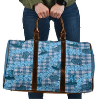 Cyan Palaka Hawaii Cowboy Travel Bag Puakenikeni Lei Paniolo Papale Seamless Vibes LT14 Cyan - Polynesian Pride