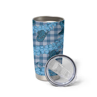 Cyan Palaka Hawaii Cowboy Tumbler Cup Puakenikeni Lei Paniolo Papale Seamless Vibes LT14 - Polynesian Pride