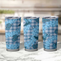 Cyan Palaka Hawaii Cowboy Tumbler Cup Puakenikeni Lei Paniolo Papale Seamless Vibes LT14 - Polynesian Pride