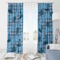 Cyan Palaka Hawaii Cowboy Window Curtain Puakenikeni Lei Paniolo Papale Seamless Vibes LT14 - Polynesian Pride