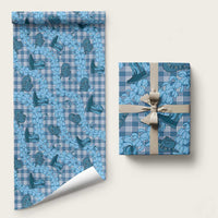 Cyan Palaka Hawaii Cowboy Wrapping Paper Puakenikeni Lei Paniolo Papale Seamless Vibes LT14 58" × 23" Cyan - Polynesian Pride