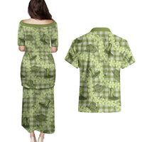 Lime Palaka Hawaii Cowboy Couples Matching Puletasi and Hawaiian Shirt Puakenikeni Lei Paniolo Papale Seamless Vibes LT14 - Polynesian Pride