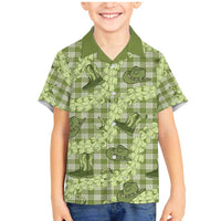 Lime Palaka Hawaii Cowboy Family Matching Mermaid Dress and Hawaiian Shirt Puakenikeni Lei Paniolo Papale Seamless Vibes LT14 Son's Shirt Lime - Polynesian Pride