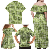 Lime Palaka Hawaii Cowboy Family Matching Off Shoulder Maxi Dress and Hawaiian Shirt Puakenikeni Lei Paniolo Papale Seamless Vibes LT14 - Polynesian Pride