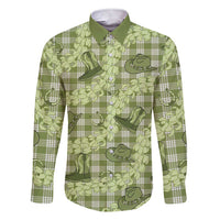 Lime Palaka Hawaii Cowboy Family Matching Short Sleeve Bodycon Dress and Hawaiian Shirt Puakenikeni Lei Paniolo Papale Seamless Vibes LT14 Dad's Shirt - Long Sleeve Lime - Polynesian Pride