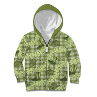 Lime Palaka Hawaii Cowboy Kid Hoodie Puakenikeni Lei Paniolo Papale Seamless Vibes LT14 Zip Hoodie Lime - Polynesian Pride